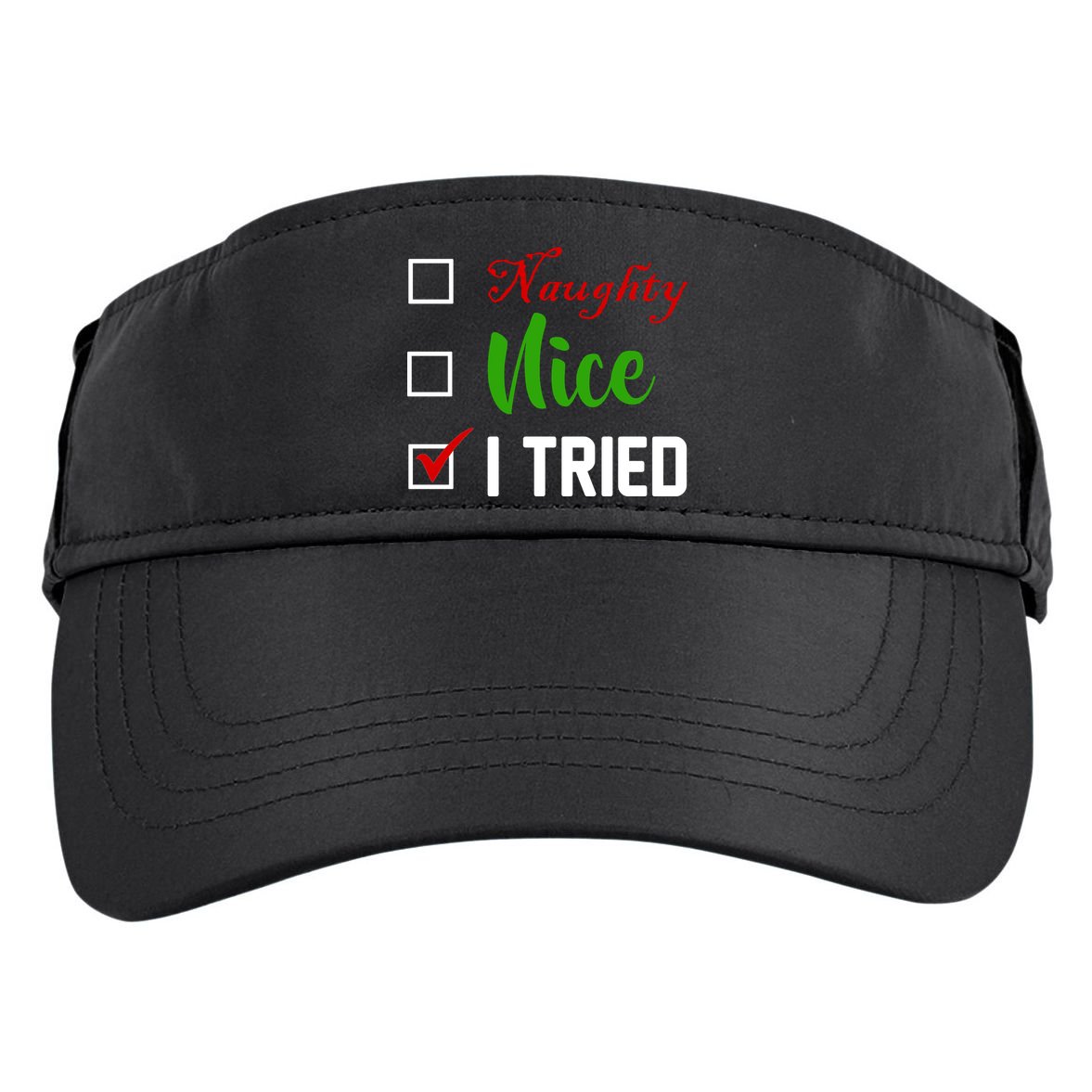 Naughty Nice I Tried Funny Xmas Adult Drive Performance Visor