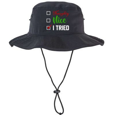 Naughty Nice I Tried Funny Xmas Bucket Hat