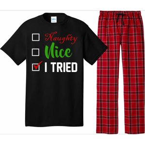 Naughty Nice I Tried Funny Xmas Pajama Set