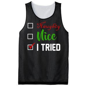 Naughty Nice I Tried Funny Xmas Mesh Reversible Basketball Jersey Tank