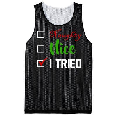 Naughty Nice I Tried Funny Xmas Mesh Reversible Basketball Jersey Tank