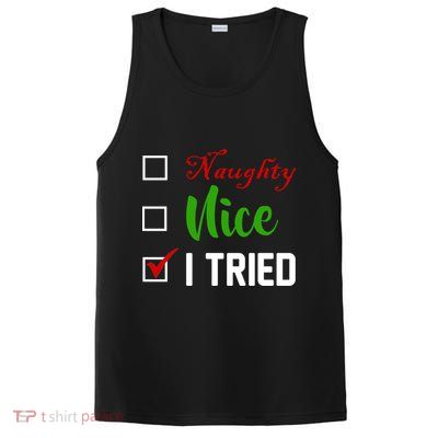 Naughty Nice I Tried Funny Xmas PosiCharge Competitor Tank