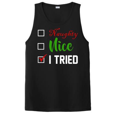 Naughty Nice I Tried Funny Xmas PosiCharge Competitor Tank