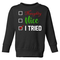 Naughty Nice I Tried Funny Xmas Toddler Sweatshirt