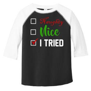 Naughty Nice I Tried Funny Xmas Toddler Fine Jersey T-Shirt