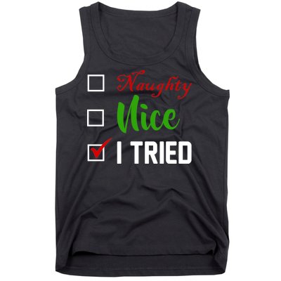 Naughty Nice I Tried Funny Xmas Tank Top