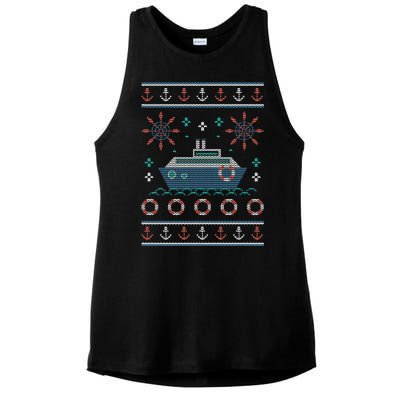 Nautical Ship Boat Ugly Christmas Sweater Ladies PosiCharge Tri-Blend Wicking Tank