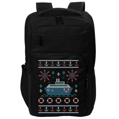 Nautical Ship Boat Ugly Christmas Sweater Impact Tech Backpack