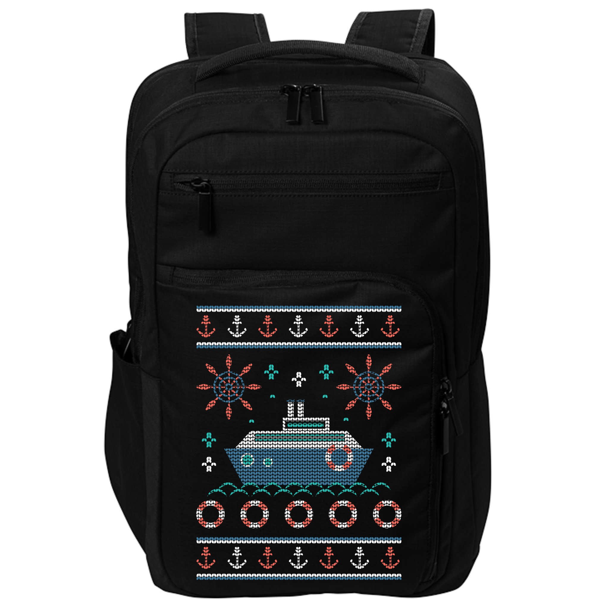 Nautical Ship Boat Ugly Christmas Sweater Impact Tech Backpack