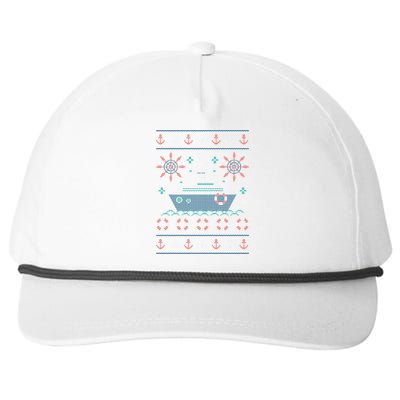 Nautical Ship Boat Ugly Christmas Sweater Snapback Five-Panel Rope Hat