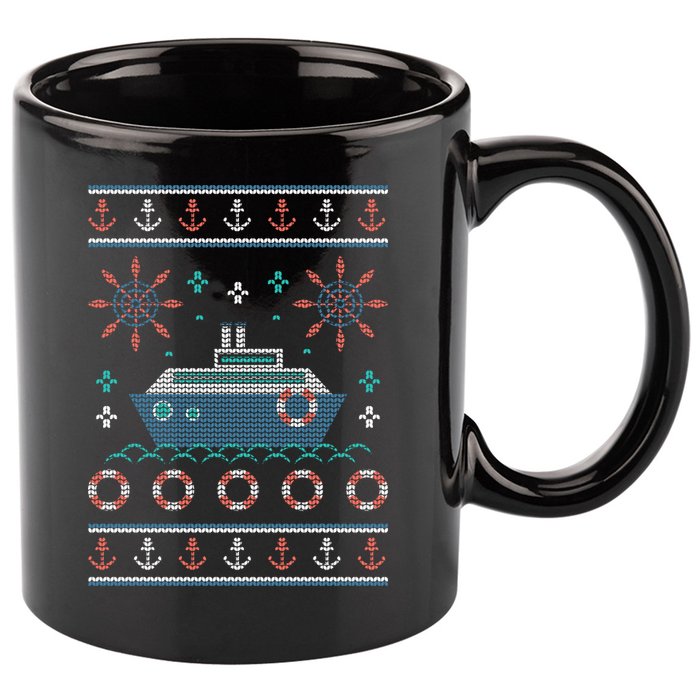 Nautical Ship Boat Ugly Christmas Sweater 11oz C Handle Ceramic Mug