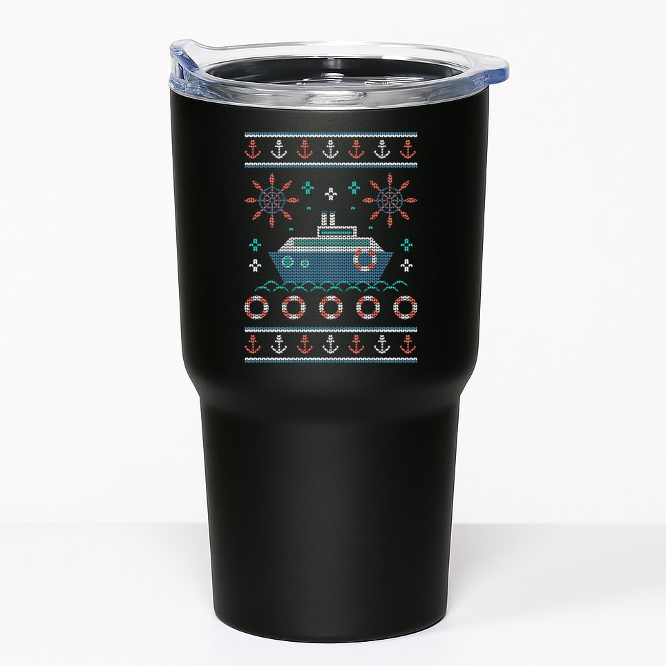 Nautical Ship Boat Ugly Christmas Sweater Tumbler