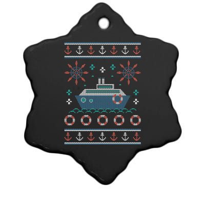 Nautical Ship Boat Ugly Christmas Sweater Ceramic Star Ornament