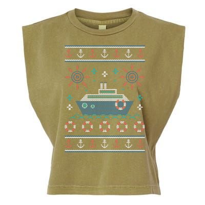 Nautical Ship Boat Ugly Christmas Sweater Garment-Dyed Women's Muscle Tee