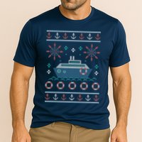 Nautical Ship Boat Ugly Christmas Sweater Cooling Performance Crew T-Shirt