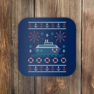 Nautical Ship Boat Ugly Christmas Sweater Coaster