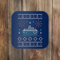 Nautical Ship Boat Ugly Christmas Sweater Coaster