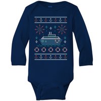 Nautical Ship Boat Ugly Christmas Sweater Baby Long Sleeve Bodysuit