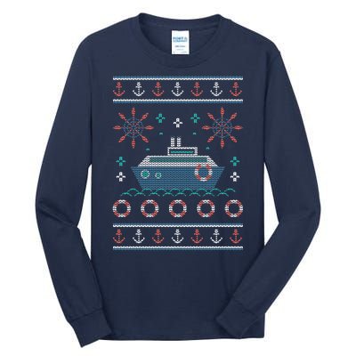 Nautical Ship Boat Ugly Christmas Sweater Tall Long Sleeve T-Shirt