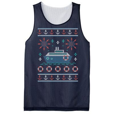 Nautical Ship Boat Ugly Christmas Sweater Mesh Reversible Basketball Jersey Tank