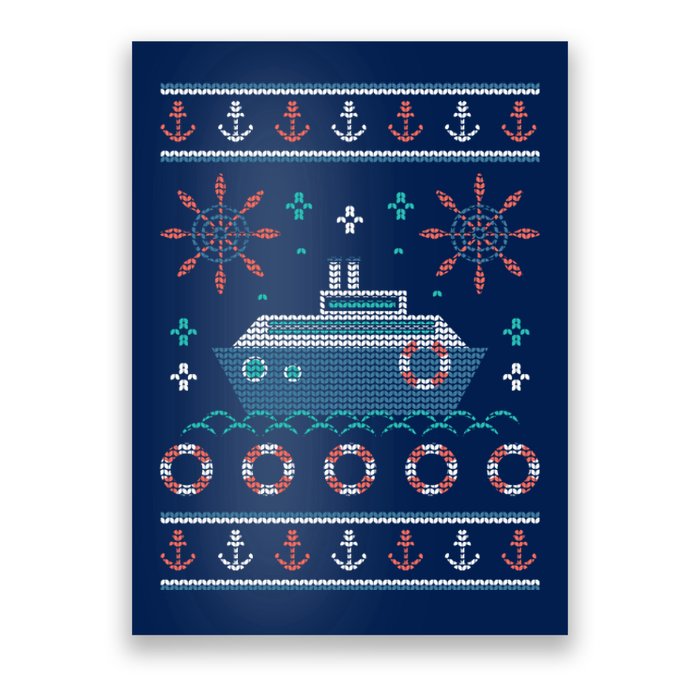 Nautical Ship Boat Ugly Christmas Sweater Poster