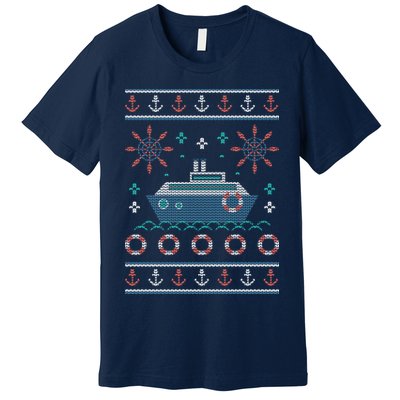 Nautical Ship Boat Ugly Christmas Sweater Premium T-Shirt
