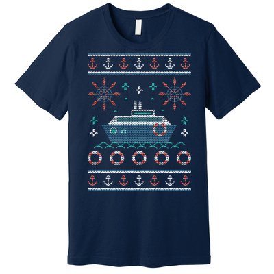 Nautical Ship Boat Ugly Christmas Sweater Premium T-Shirt