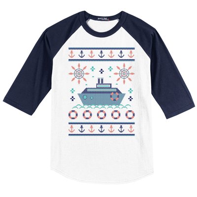 Nautical Ship Boat Ugly Christmas Sweater Baseball Sleeve Shirt