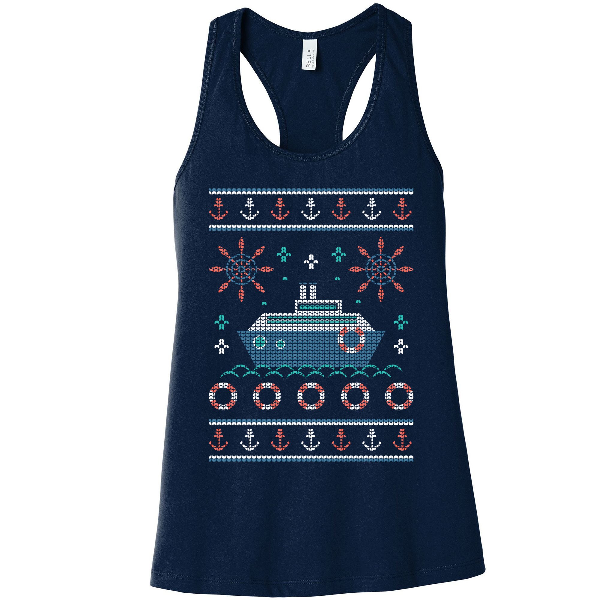 Nautical Ship Boat Ugly Christmas Sweater Womens Tank Top