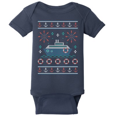 Nautical Ship Boat Ugly Christmas Sweater Baby Bodysuit