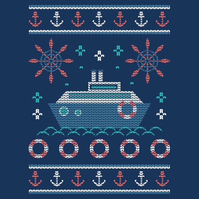 Nautical Ship Boat Ugly Christmas Sweater Tie-Dye T-Shirt