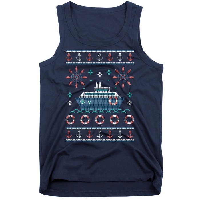 Nautical Ship Boat Ugly Christmas Sweater Tank Top