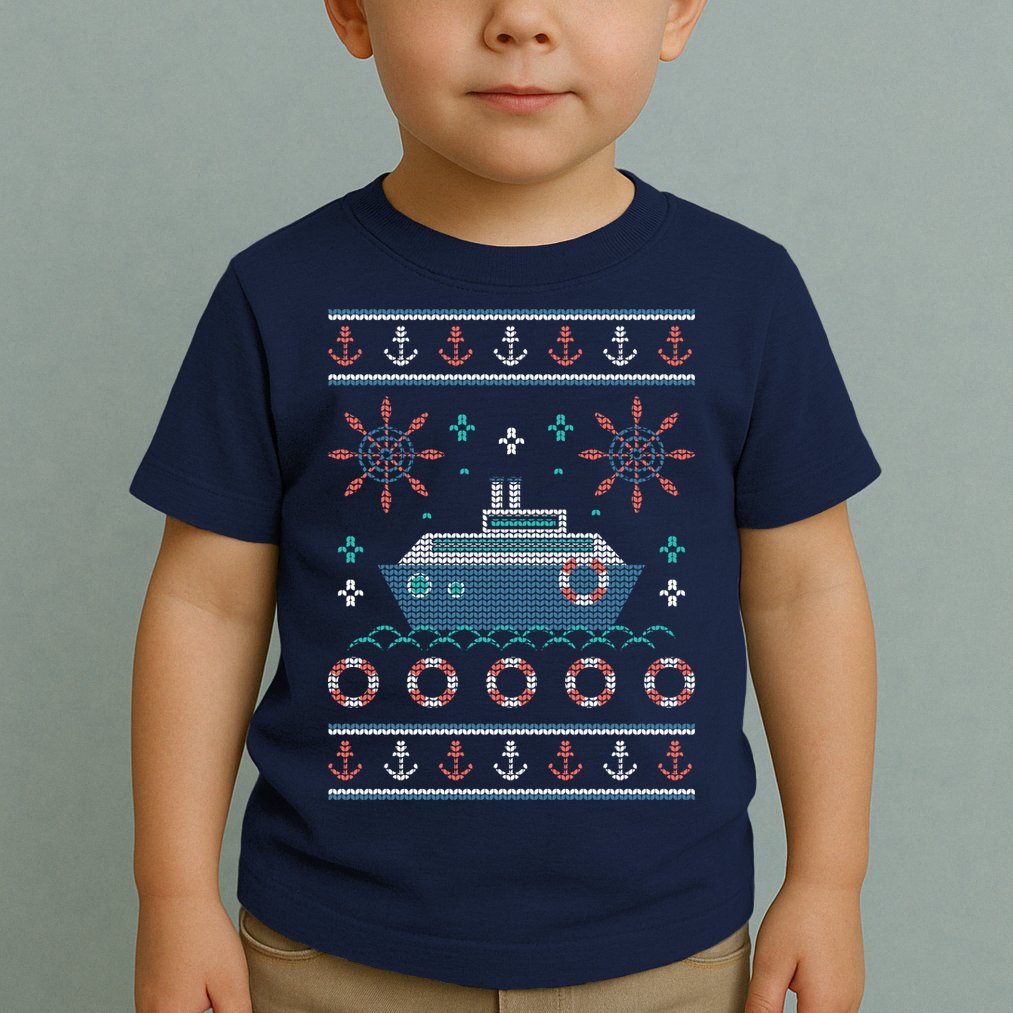 Nautical Ship Boat Ugly Christmas Sweater Toddler T-Shirt