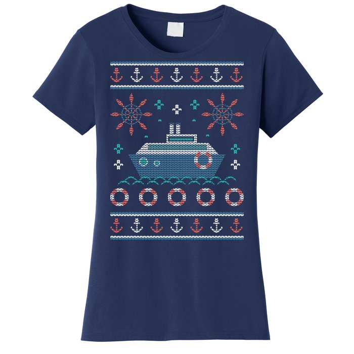 Nautical Ship Boat Ugly Christmas Sweater Women's T-Shirt