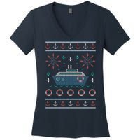 Nautical Ship Boat Ugly Christmas Sweater Women's V-Neck T-Shirt