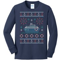 Nautical Ship Boat Ugly Christmas Sweater Kids Long Sleeve Shirt