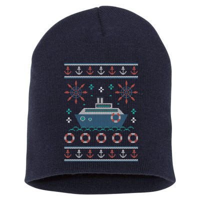 Nautical Ship Boat Ugly Christmas Sweater Short Acrylic Beanie