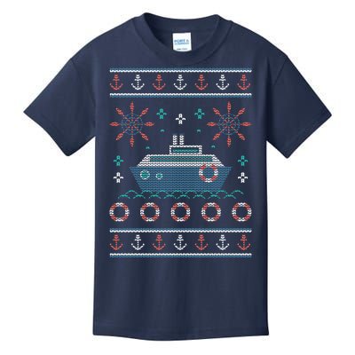 Nautical Ship Boat Ugly Christmas Sweater Kids T-Shirt