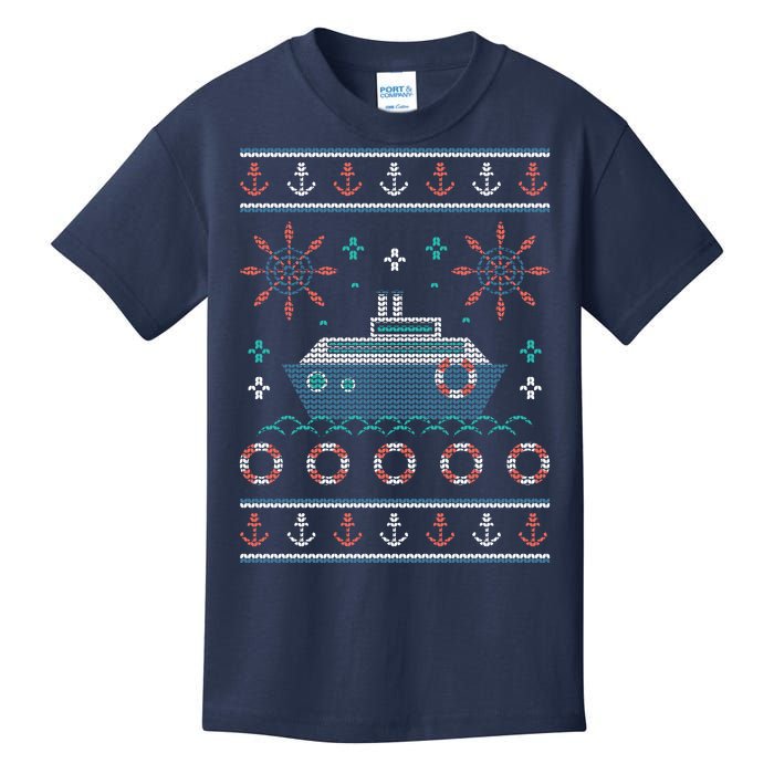 Nautical Ship Boat Ugly Christmas Sweater Kids T-Shirt