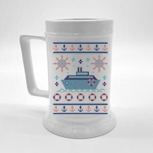 Nautical Ship Boat Ugly Christmas Sweater Beer Stein