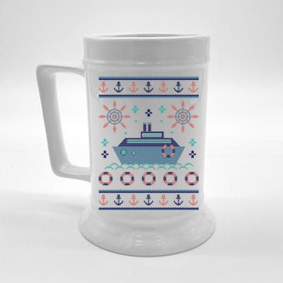 Nautical Ship Boat Ugly Christmas Sweater Beer Stein