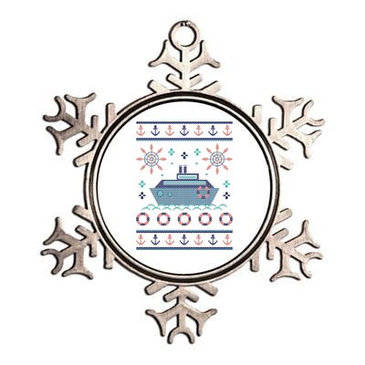 Nautical Ship Boat Ugly Christmas Sweater Metallic Star Ornament