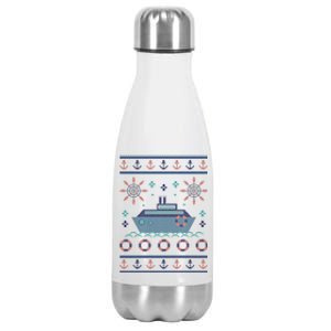 Nautical Ship Boat Ugly Christmas Sweater Stainless Steel Insulated Water Bottle