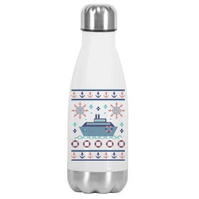 Nautical Ship Boat Ugly Christmas Sweater Stainless Steel Insulated Water Bottle