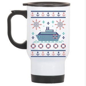 Nautical Ship Boat Ugly Christmas Sweater Stainless Steel Travel Mug