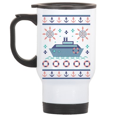 Nautical Ship Boat Ugly Christmas Sweater Stainless Steel Travel Mug