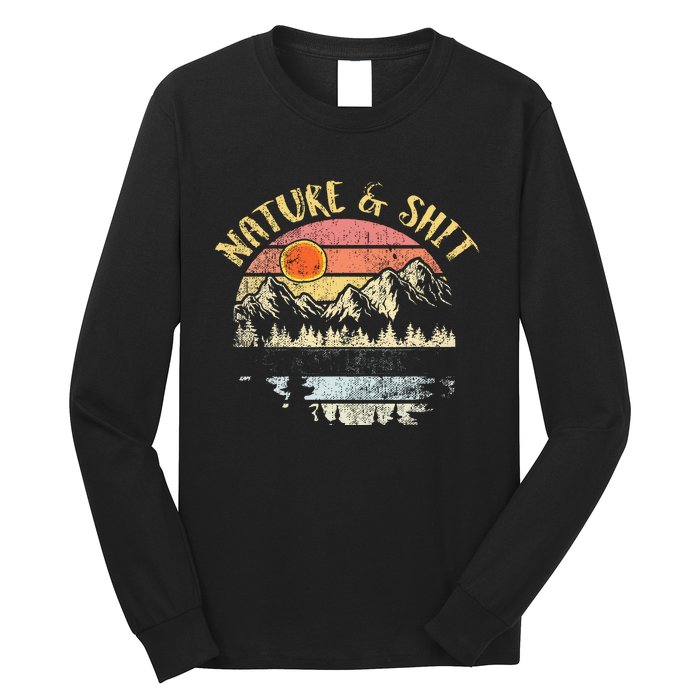 Nature AndShit Vintage Mountains Hiking Camping Long Sleeve Shirt