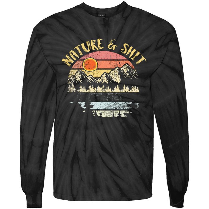 Nature AndShit Vintage Mountains Hiking Camping Tie-Dye Long Sleeve Shirt