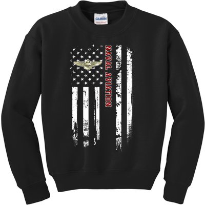 Naval Aviation Veteran American Flag Veterans Day Christmas Kids Sweatshirt