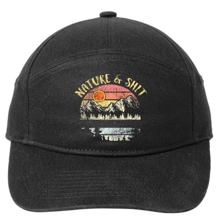 Nature AndShit Vintage Mountains Hiking Camping 7-Panel Snapback Hat